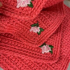 Set of 6 Vintage Pink Hand-Knitted Placemats – Cottagecore Country Decor Granny